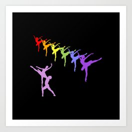 Swan lake - ballet dancer figures in rainbow colors Art Print