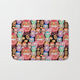 Japanese Tiger Daruma with small Darumas Bath Mat