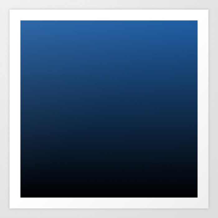 BLACK & NAVY GRADIENT. Dark Blue Ombre Pattern Art Print