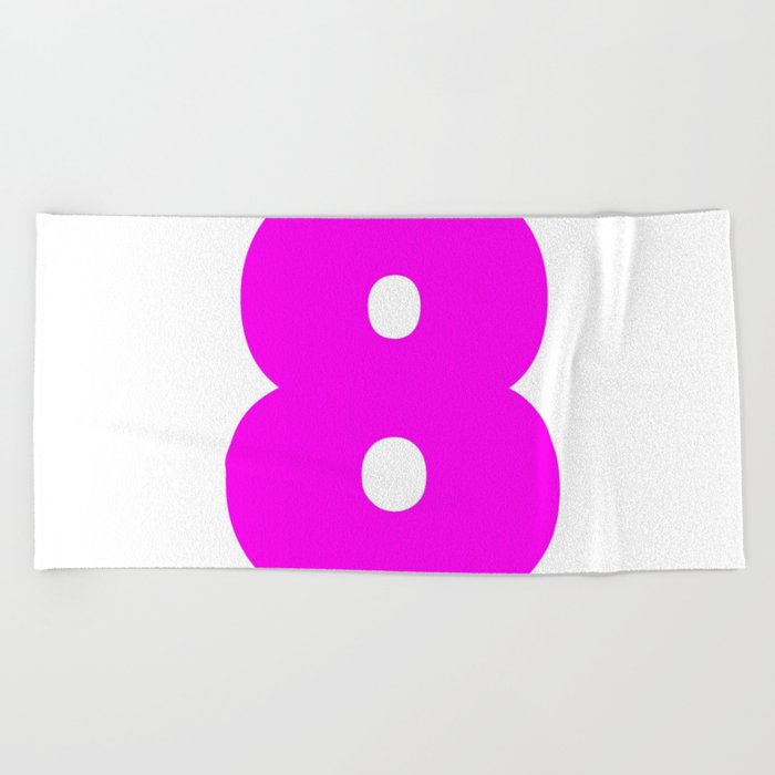 8 (Magenta & White Number) Beach Towel