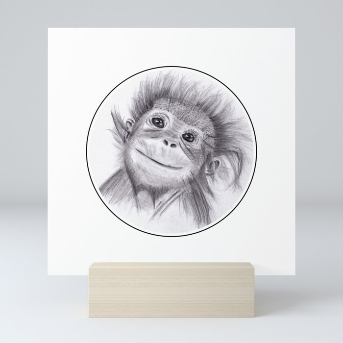 Baby Orangutan Pencil Drawings Edition 2 Mini Art Print