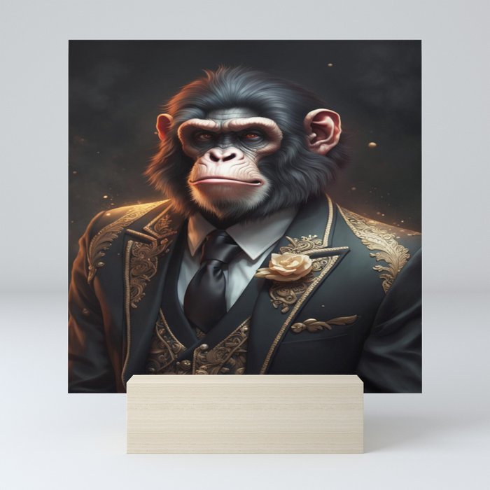 Anthropomorphic Ape wearing a fancy suit No.1 Mini Art Print