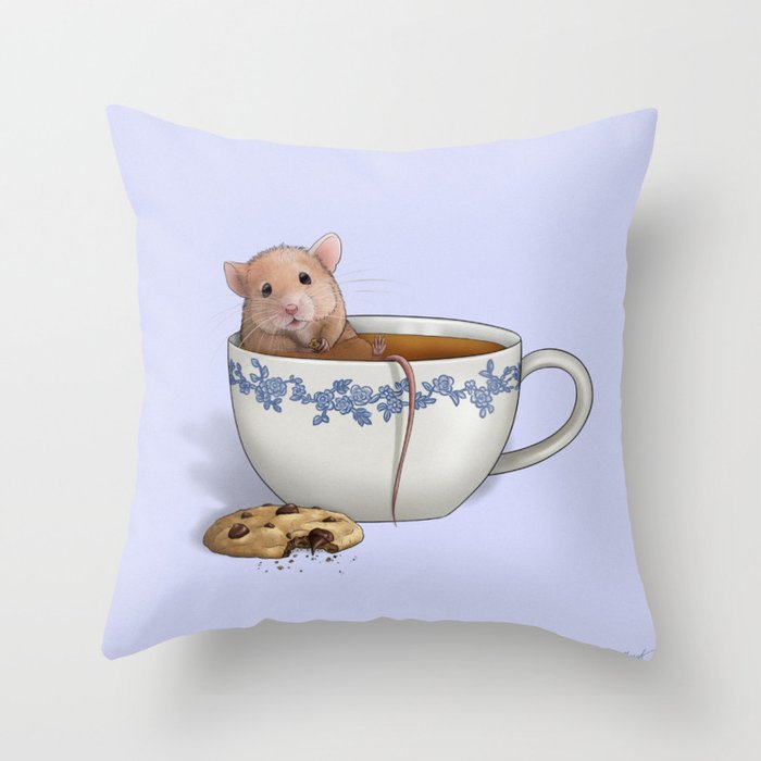 Cup Of Mouse  Throw Pillow