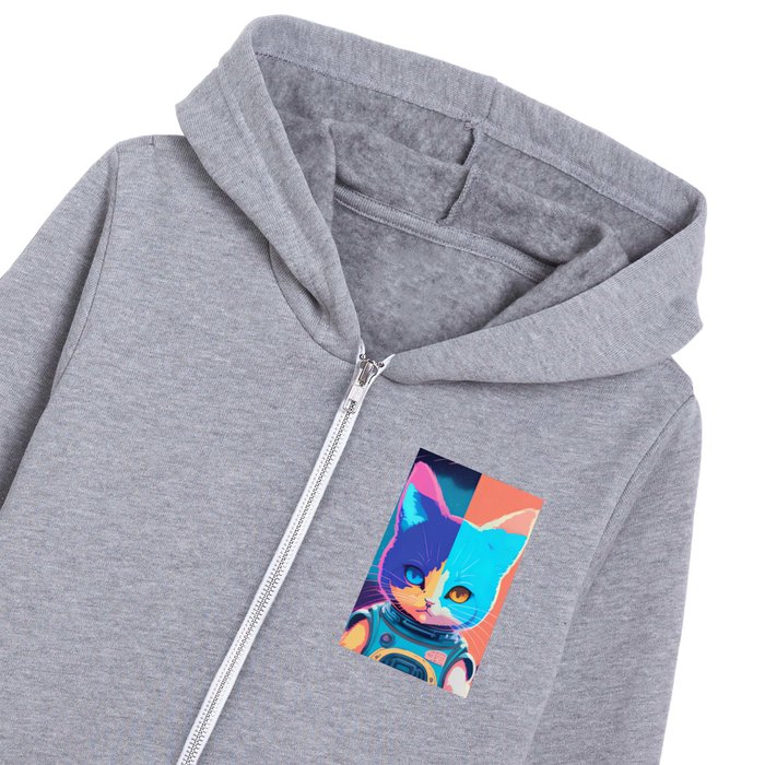 Cute Space Cat Kids Zip Hoodie