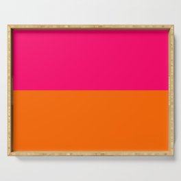Bright Pink Orange Two Tone Minimalist Color Block Serving Tray