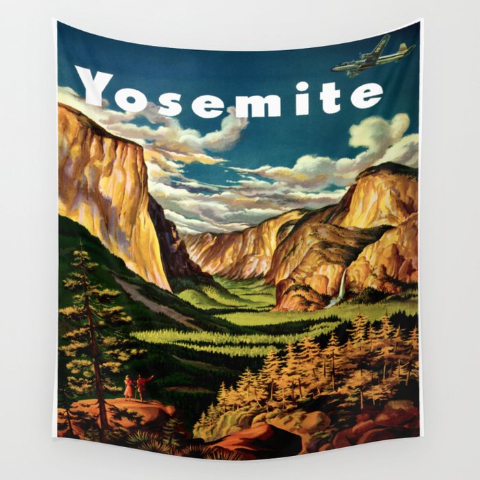 Yosemite National Park - Vintage Travel Wall Tapestry