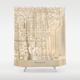 Vintage map of Chicago Illinois in sepia Shower Curtain