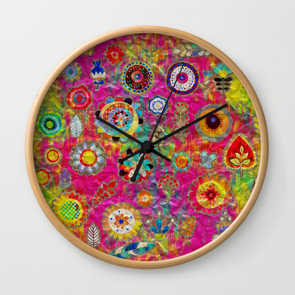 Boho Flowers Abstract Mixed Media Digital Art Collage Wall Clock By K9printart Society6 ***please message me specifying whether you. society6