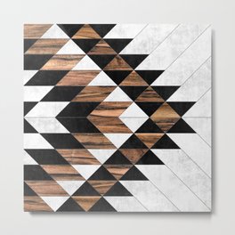 Urban Tribal Pattern No.9 - Aztec - Concrete and Wood Metal Print