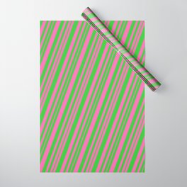 [ Thumbnail: Hot Pink & Lime Green Colored Lines/Stripes Pattern Wrapping Paper ]