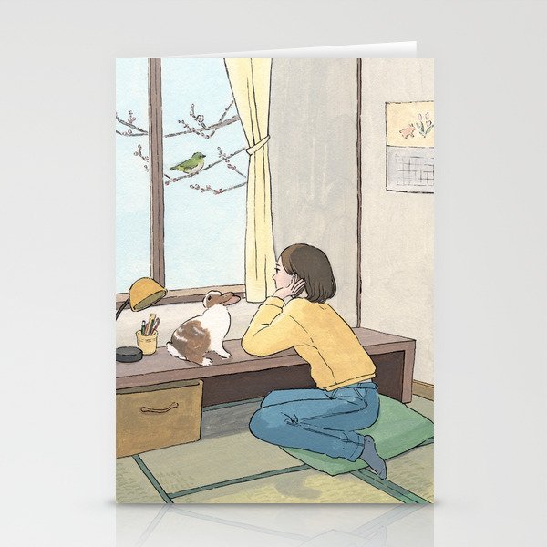 Waiting spring at Japanese‐style room Stationery Cards