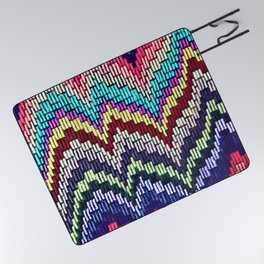 Bargello waves - peace, love and rainbows Picnic Blanket