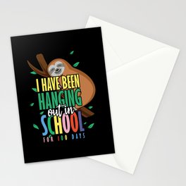 Days Of School 100th Day 100 Hanging Sloth Stationery Card