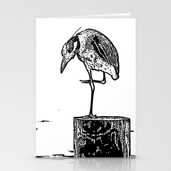 B&W Heron Stationery Cards