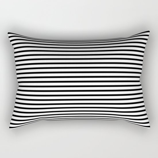 White Black Stripe Minimalist Rectangular Pillow