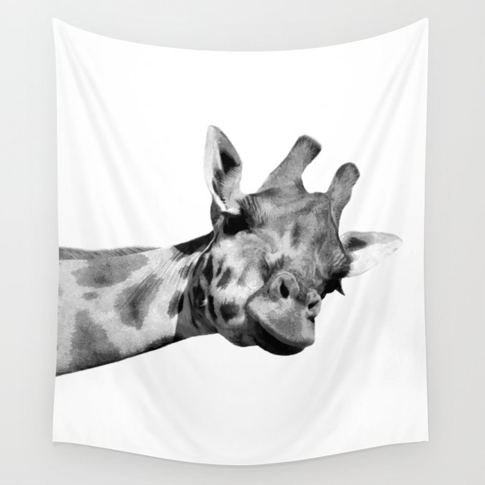 Black and white giraffe Wall Tapestry