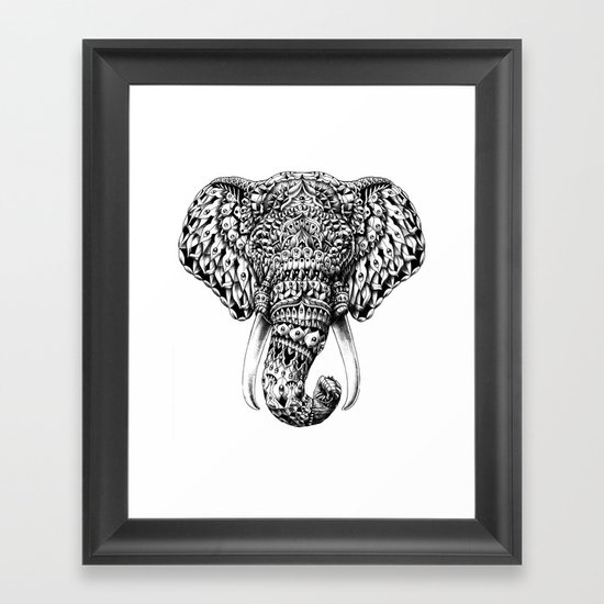 Ornate Elephant Head Framed Art Print