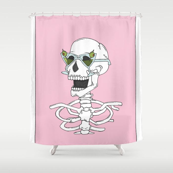 Martini Glasses Skeleton Shower Curtain