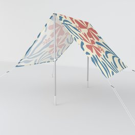 Groovy Flowers and Leaves in Celadon Blue, Light Yellow and Salmon Pink Sun Shade