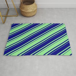 [ Thumbnail: Blue & Light Green Colored Lines Pattern Rug ]