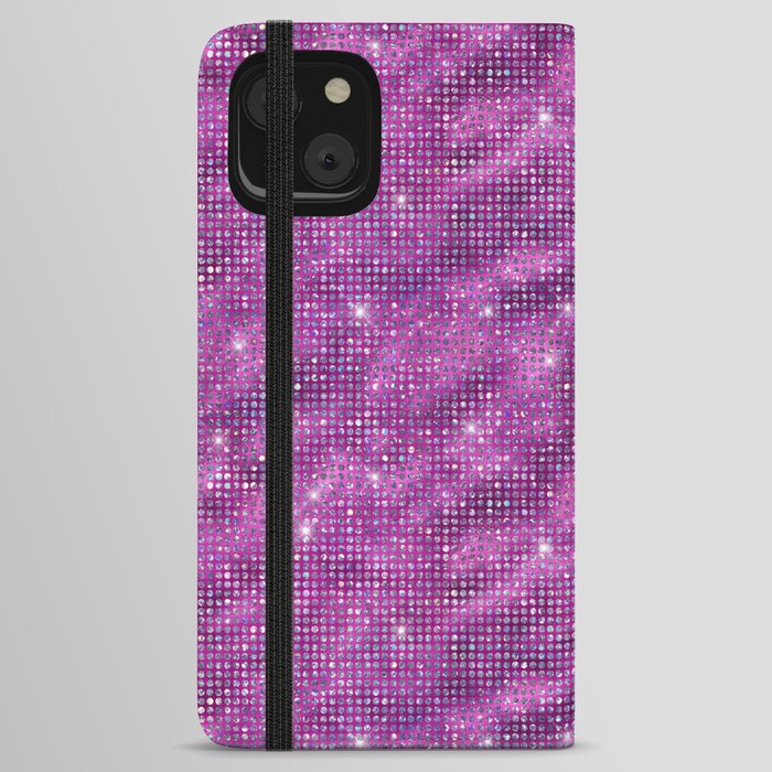 Violet Diamond Studded Glam Pattern iPhone Wallet Case