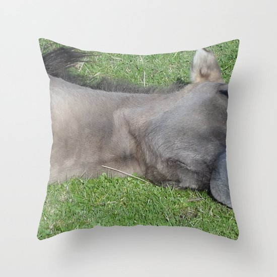 Grinning Horse Throw Pillow