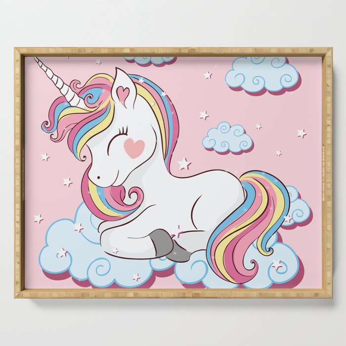 Cute unicorn illustration. Serving Tray
