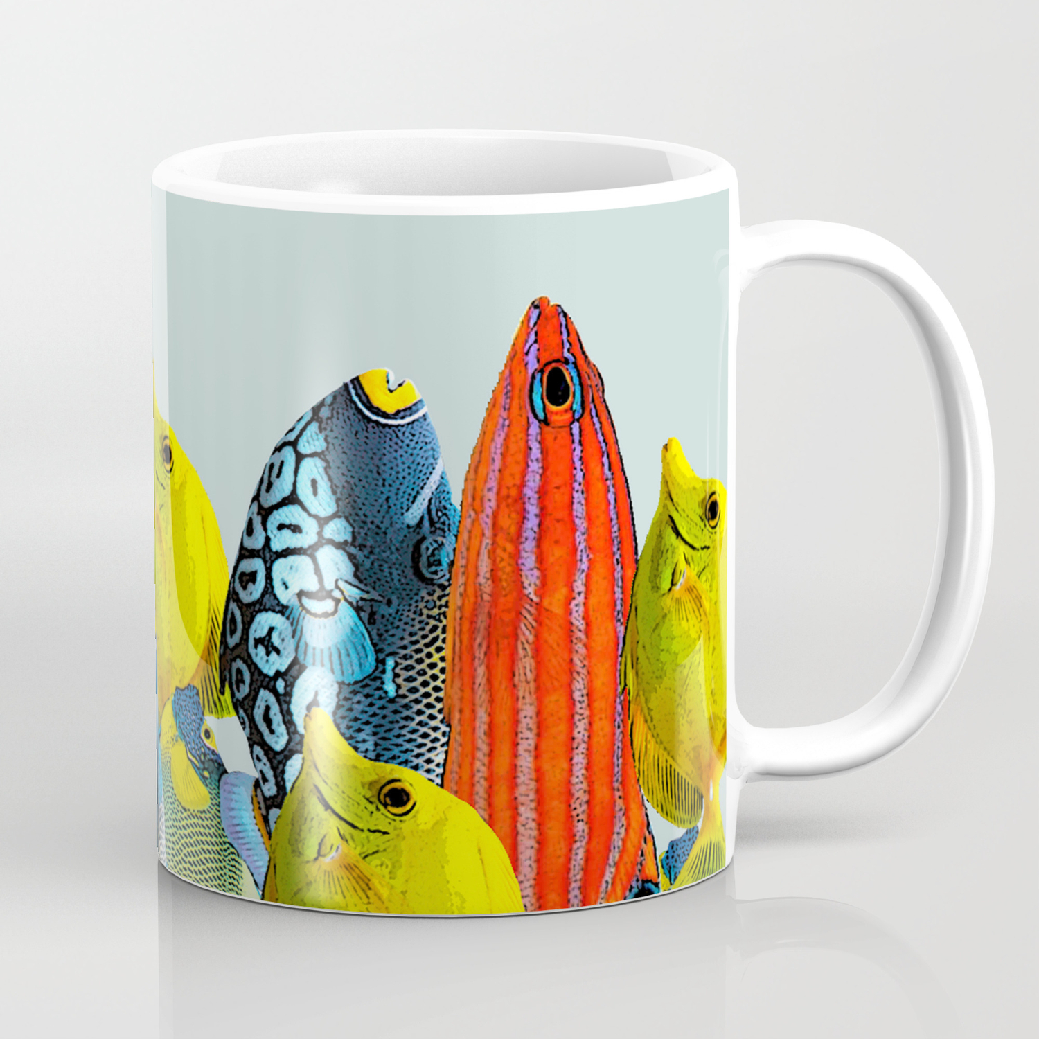Tropical Fish Pattern Home Decor Duck Egg Blue Coffee Mug By Lubo