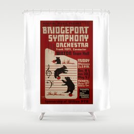 Federal Music Project Bridgeport - Retro Vintage Music Symphony Bears Shower Curtain