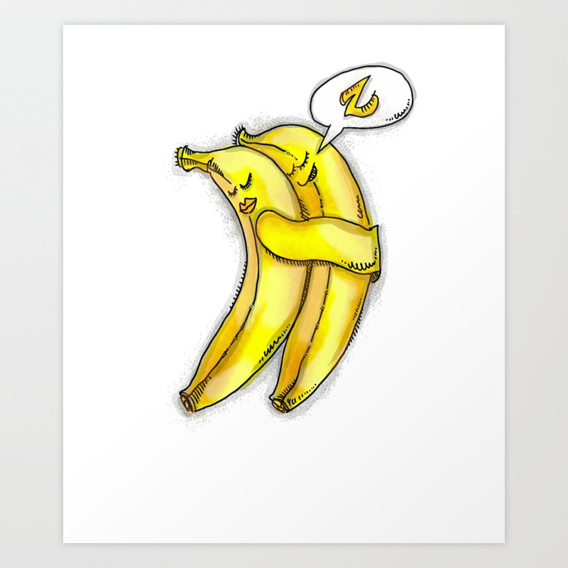 Bananas In Love Pencil Sketch Art Print By Minimalisteez Society6