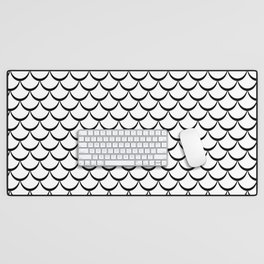 Black and White Mermaid Scales Desk Mat