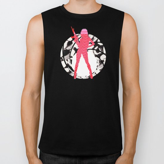 PowerWoman - Pink stripes sCrew Biker Tank
