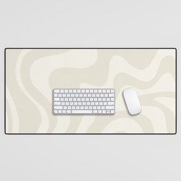 Liquid Swirl Contemporary Abstract Pattern in Barely-There Pale Beige and Light Cream  Desk Mat