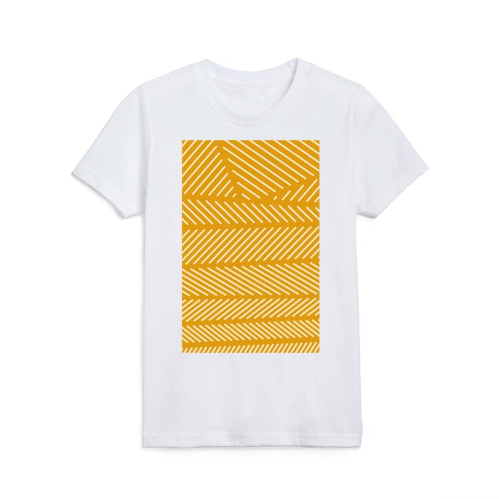 Golden Yellow Minimal Diagonal Line Patch Pattern  Kids T Shirt