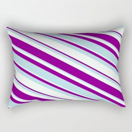 [ Thumbnail: Purple, Powder Blue, and Mint Cream Colored Lined/Striped Pattern Rectangular Pillow ]