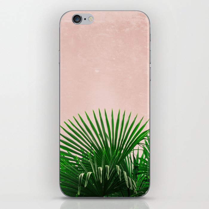 Palm Leaves On Pink Background iPhone Skin