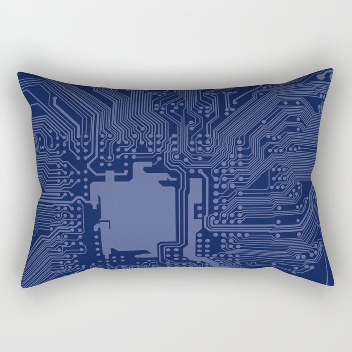 Blue Geek Motherboard Circuit Pattern Rectangular Pillow
