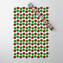 Modern Holiday Red and Green Bold Dots Pattern Wrapping Paper
