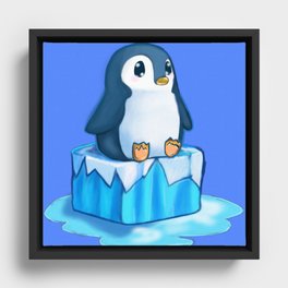 Penguin on Ice Framed Canvas