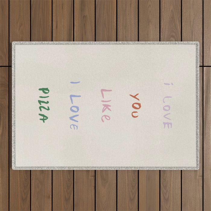I Love You Like I Love Pizza | Funny Pastel Pizza Quote Outdoor Rug