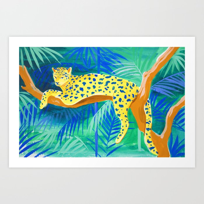 Leopard on Tree Art Print
