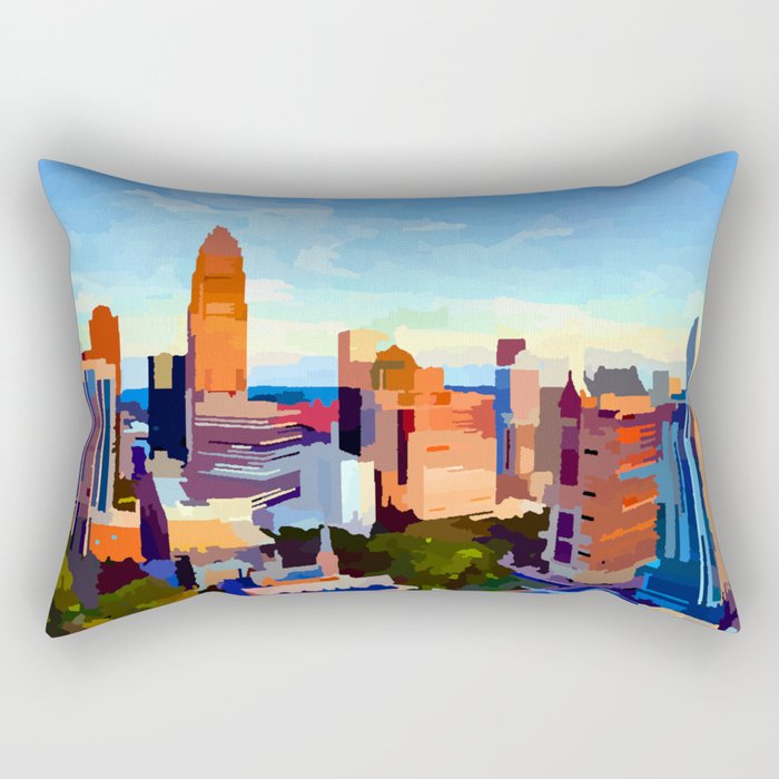 Charlotte North Carolina Queen City Panorama Rectangular Pillow