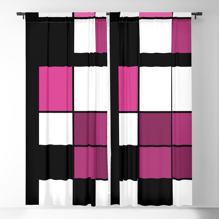 De Stijl Style Geometrical Art Magenta Blackout Curtain