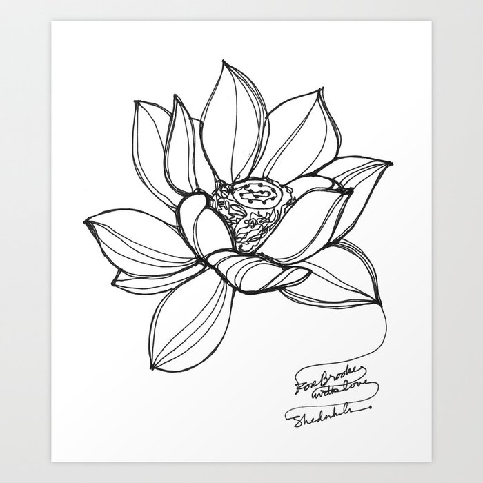 Lotus Flower A Continuous Line Drawing Kunstdrucke Von Kendrashedenhelm Society6