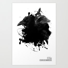 Inkblot Ravens Art Print