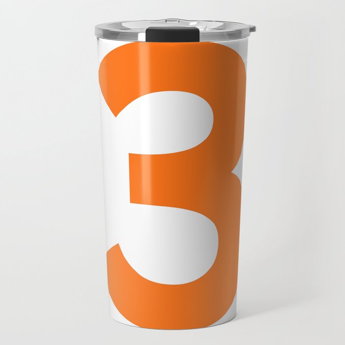 Number 3 (Orange & White) Travel Mug