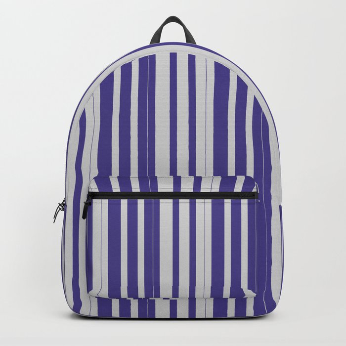 Light Gray and Dark Slate Blue Colored Lines Pattern Backpack
