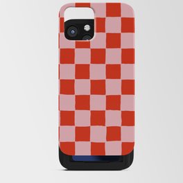 Pink + Red Bold Checkered Pattern iPhone Card Case