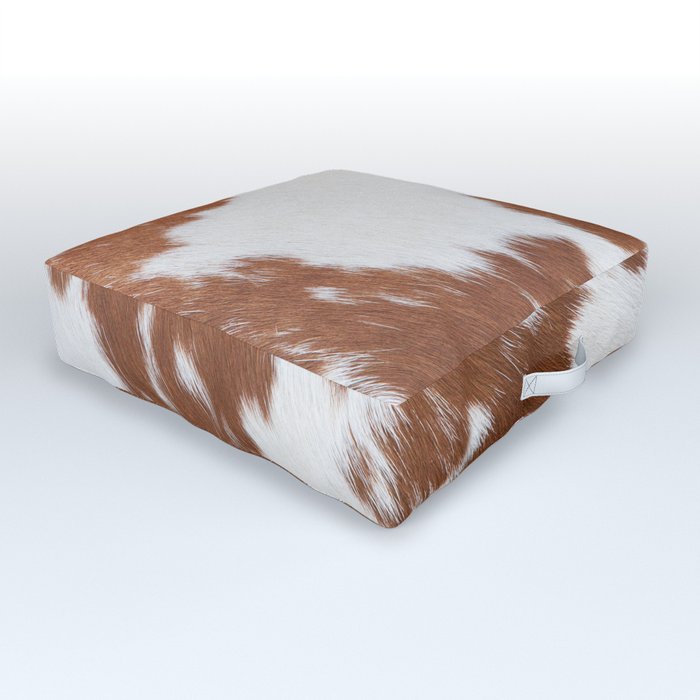 Minimal Brown Cowhide, Cow Skin Print Pattern Outdoor Floor Cushion