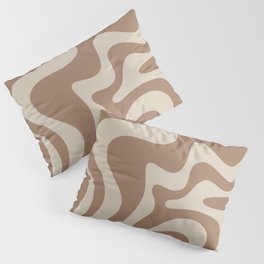 Liquid Swirl Contemporary Abstract Pattern in Chocolate Milk Brown and Beige Pillow Sham